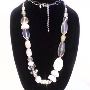 Chico's Silver Tone Chunky Beaded Chain in Shades of Green